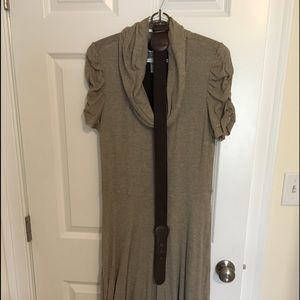 Khaki tan knit cowl neck dress. Size XL